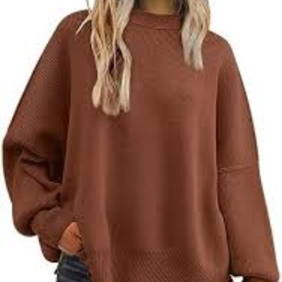 Efan Size L Chocolate Brown Oversized Drop Shoulder Sweater, Exc. Used Cond. - Picture 2 of 15
